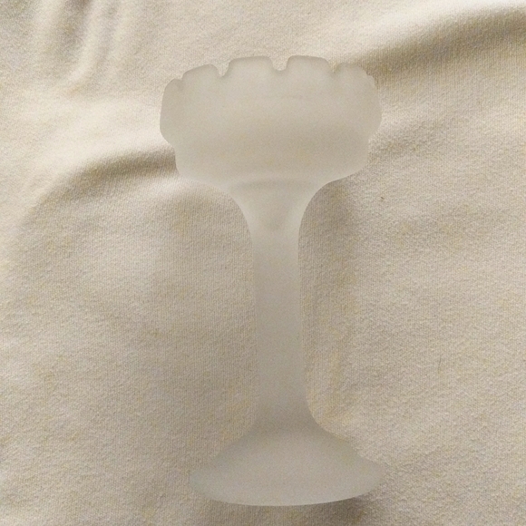 Vintage frosted glass candle/trinkets Used - Picture 2 of 5